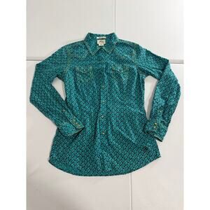 Ariat Fitted Pearl Snap Shirt Blue Size Small Women’s